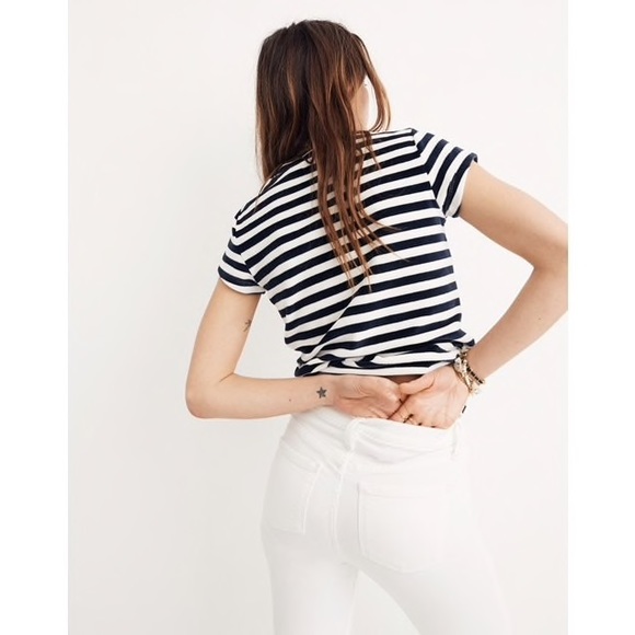 Velour crewneck tee in meg stripe -S - Picture 4 of 4